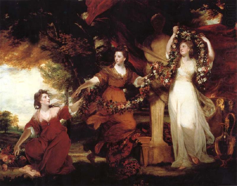 REYNOLDS, Sir Joshua Three Ladies adorning a term of Hymen china oil painting image